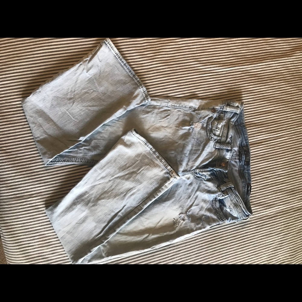 Silver light washed bootcut jeans